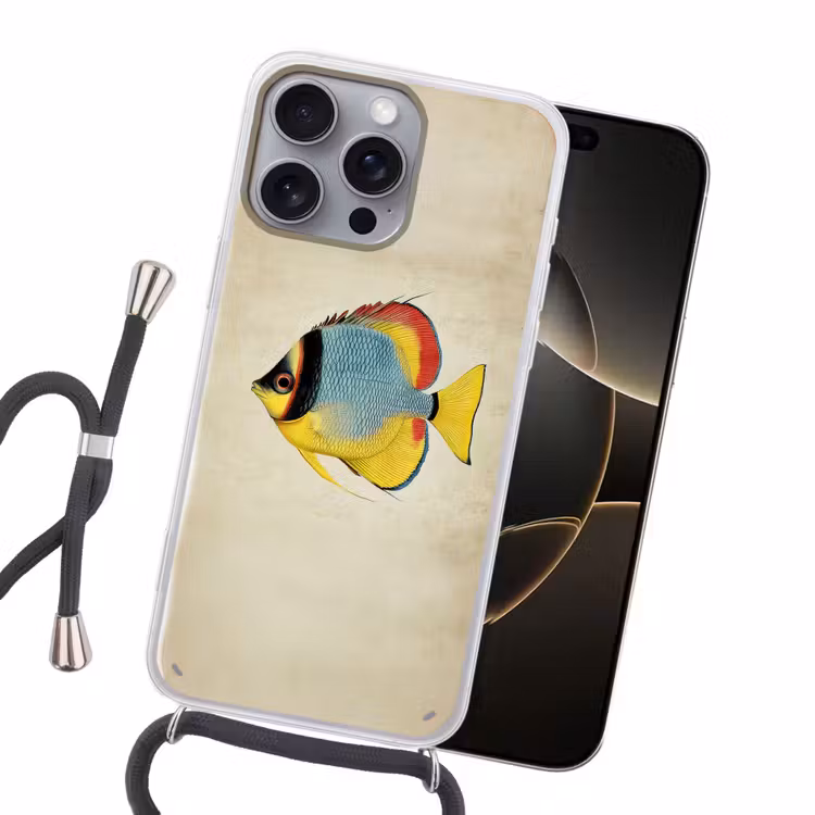 Kleurrijk - Vis - Schubben - Illustratie Hoesje iPhone 16 Pro Max met koord klein -sfeer1