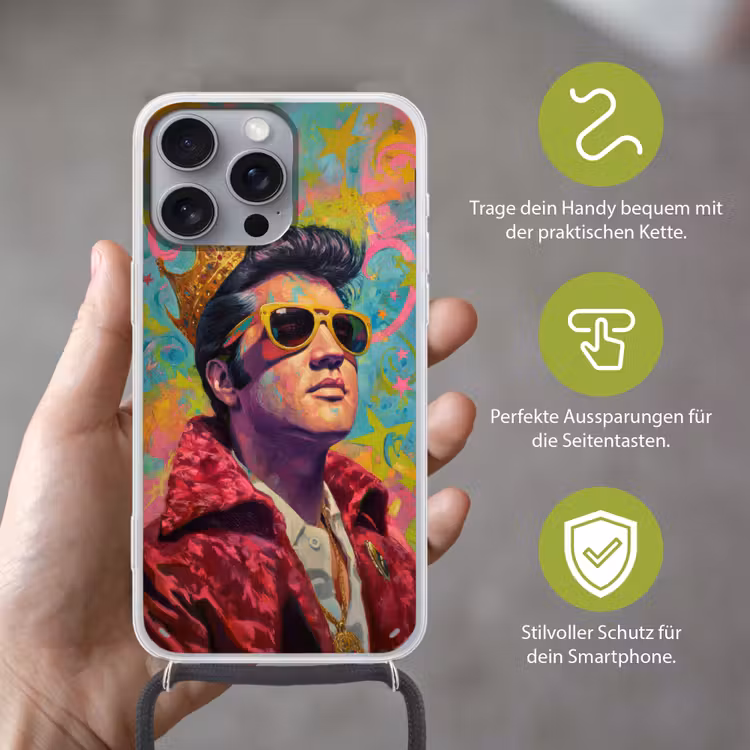 Kleurrijk portret - Kroon - Sterren Hoesje iPhone 16 Pro Max met koord klein -sfeer2_DE