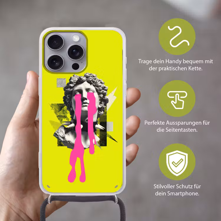 Buste - Verf - Geel Hoesje iPhone 16 Pro Max met koord klein -sfeer2_DE