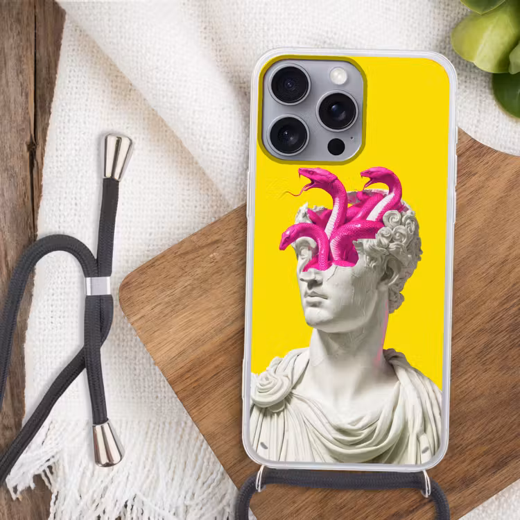 Buste - Slangen - Geel Hoesje iPhone 16 Pro Max met koord klein -sfeer4