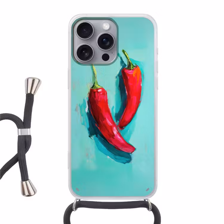 Chilipepers - Geverfd - Rood Hoesje iPhone 16 Pro Max met koord klein -3d