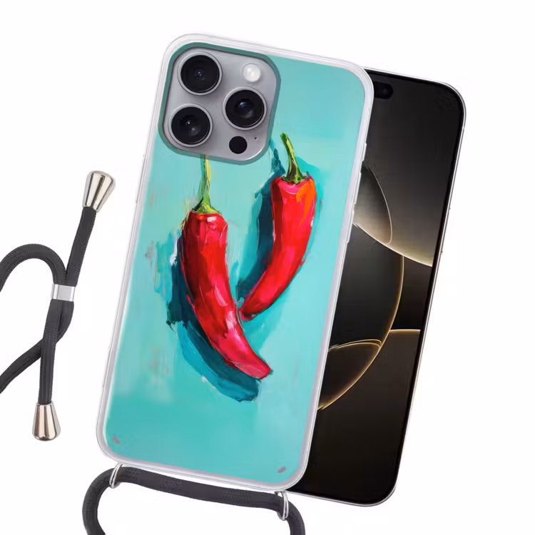 Chilipepers - Geverfd - Rood Hoesje iPhone 16 Pro Max met koord klein -sfeer1