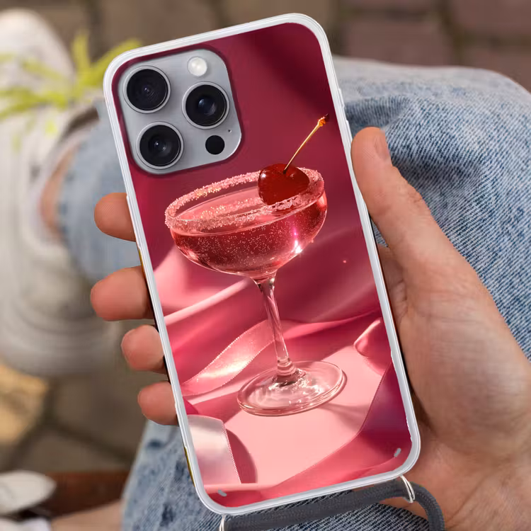 Cocktail - Pink - Luxe Hoesje iPhone 16 Pro Max met koord klein -sfeer3