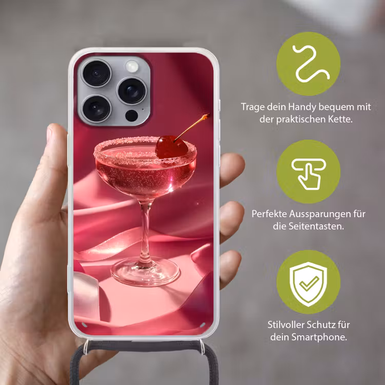 Cocktail - Pink - Luxe Hoesje iPhone 16 Pro Max met koord klein -sfeer2_DE
