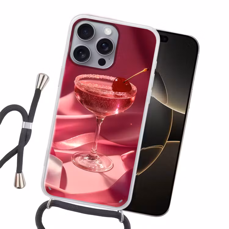 Cocktail - Pink - Luxe Hoesje iPhone 16 Pro Max met koord klein -sfeer1