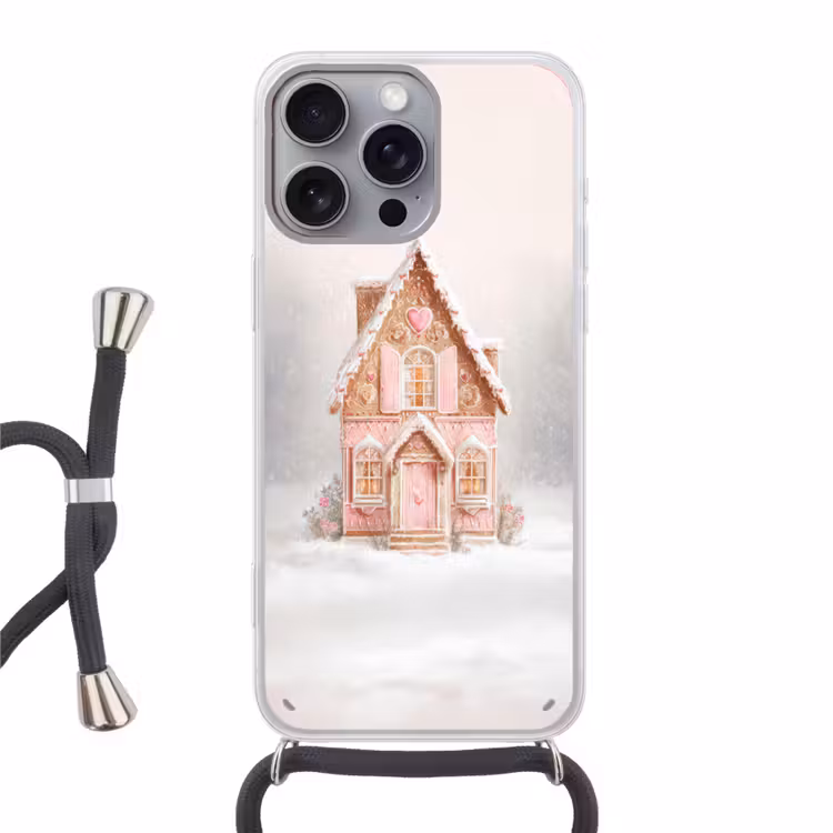 Huisje - Suiker - Pastel Hoesje iPhone 16 Pro Max met koord klein -3d