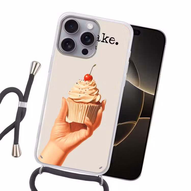 Cupcake - Zoet - Kers Hoesje iPhone 16 Pro Max met koord klein -sfeer1