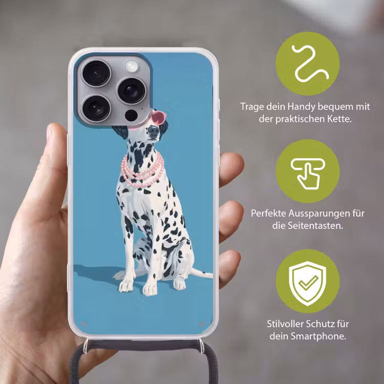 Dalmatiër - Zonnebril - Blauw Hoesje iPhone 16 Pro Max met koord klein -sfeer2_DE