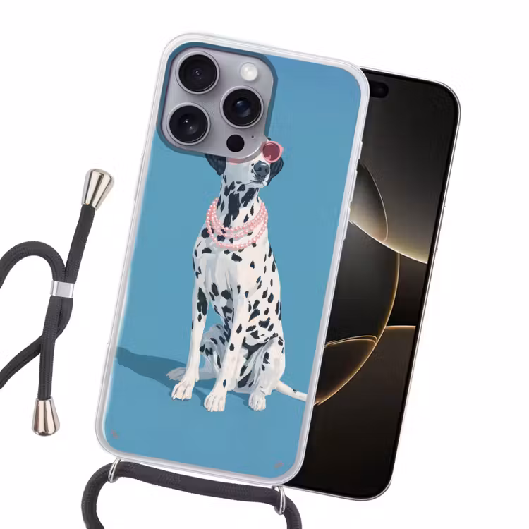 Dalmatiër - Zonnebril - Blauw Hoesje iPhone 16 Pro Max met koord klein -sfeer1
