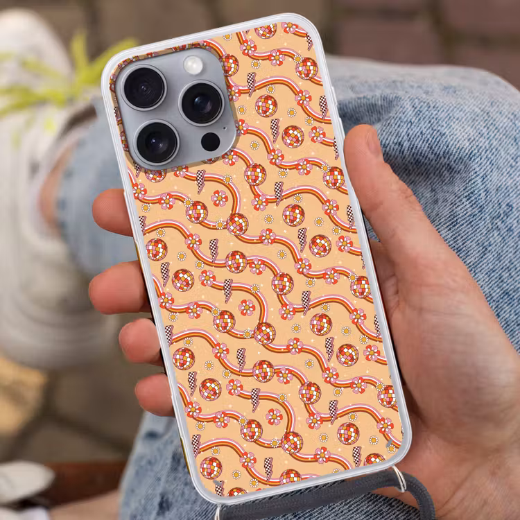 Disco - Patroon - Lijnen Hoesje iPhone 16 Pro Max met koord klein 804 -sfeer3