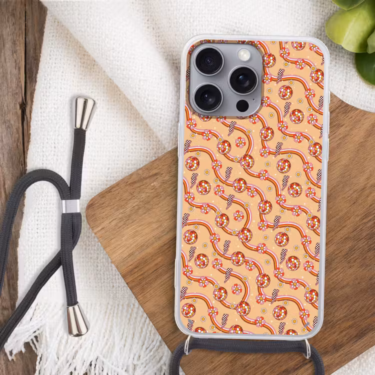 Disco - Patroon - Lijnen Hoesje iPhone 16 Pro Max met koord klein 804 -sfeer4