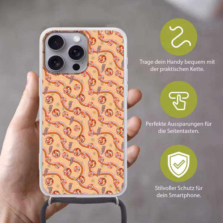 Disco - Patroon - Lijnen Hoesje iPhone 16 Pro Max met koord klein 804 -sfeer2_DE