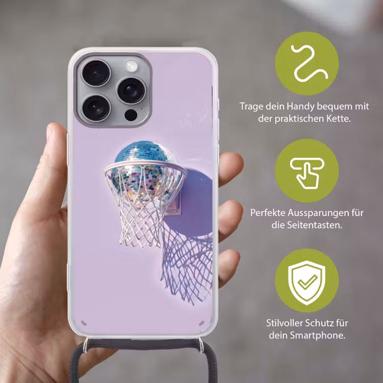Discobal - Basketbalring - Grafisch Hoesje iPhone 16 Pro Max met koord klein -sfeer2_DE