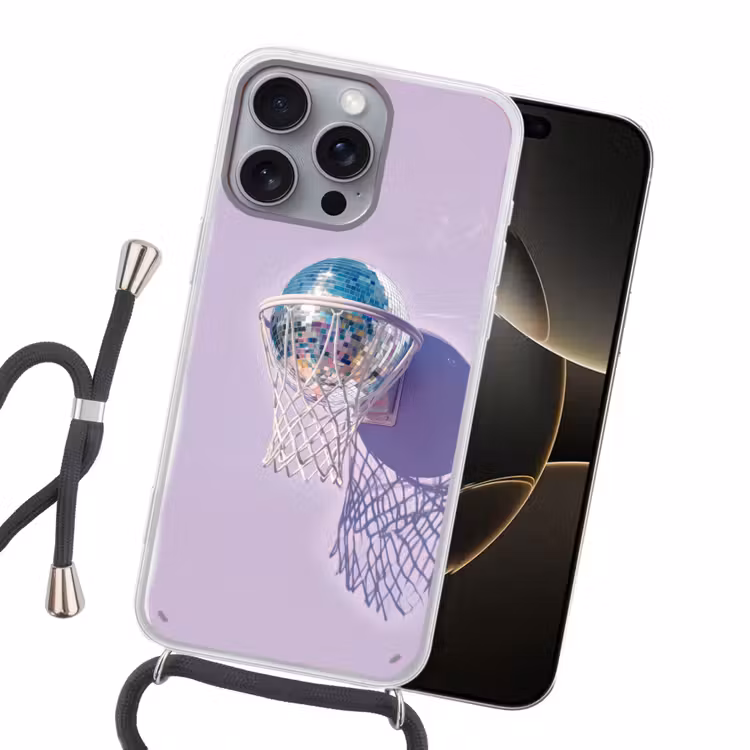 Discobal - Basketbalring - Grafisch Hoesje iPhone 16 Pro Max met koord klein -sfeer1