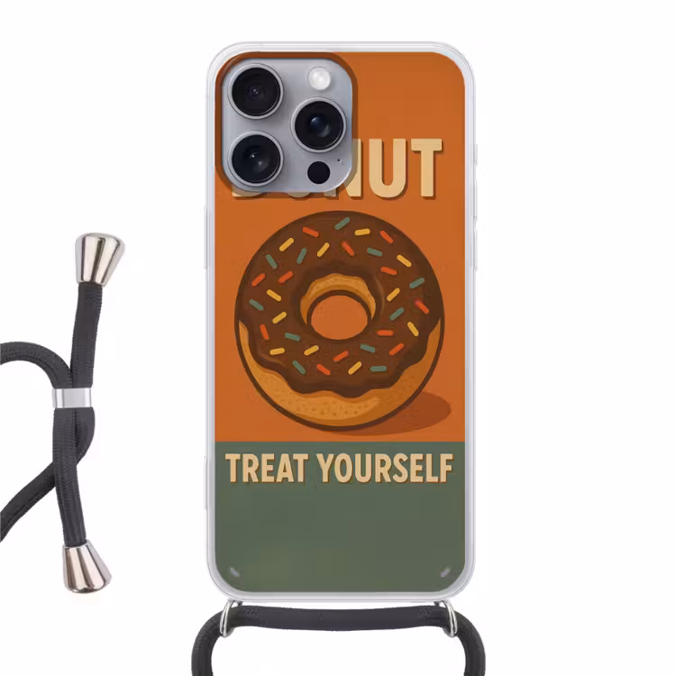 Donut - Spikkels - Kleurrijk - Quote Hoesje iPhone 16 Pro Max met koord klein -3d