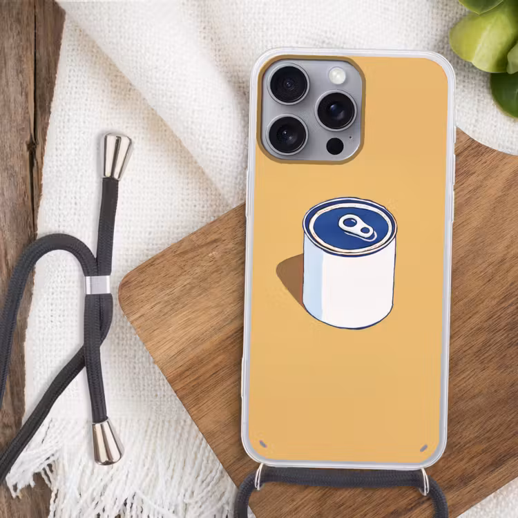 Blikje - Minimalistisch - Blauw - Illustratie Hoesje iPhone 16 Pro Max met koord klein -sfeer4