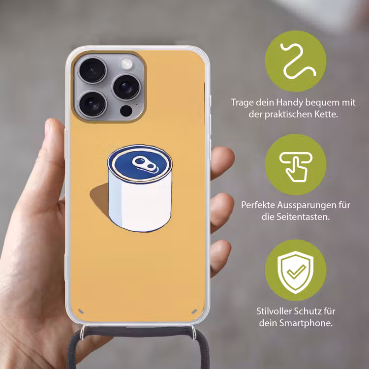 Blikje - Minimalistisch - Blauw - Illustratie Hoesje iPhone 16 Pro Max met koord klein -sfeer2_DE
