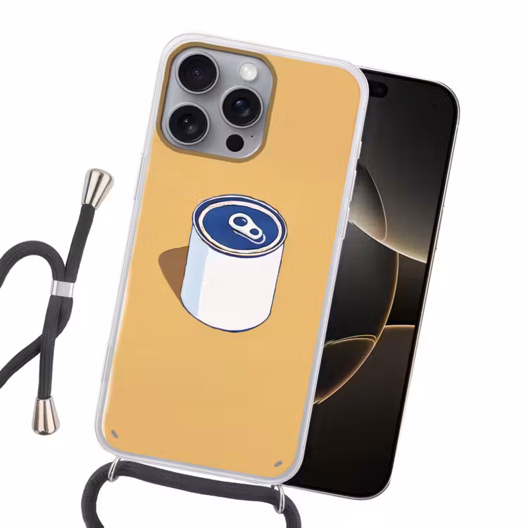 Blikje - Minimalistisch - Blauw - Illustratie Hoesje iPhone 16 Pro Max met koord klein -sfeer1