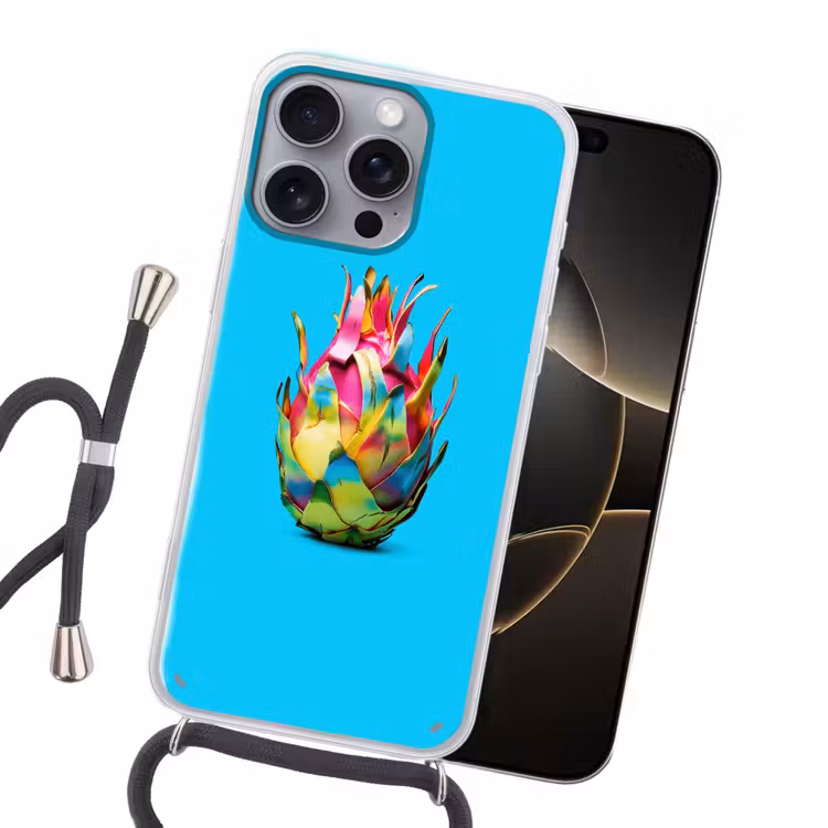 Drakenfruit - Blauw - Levendig Hoesje iPhone 16 Pro Max met koord klein -sfeer1