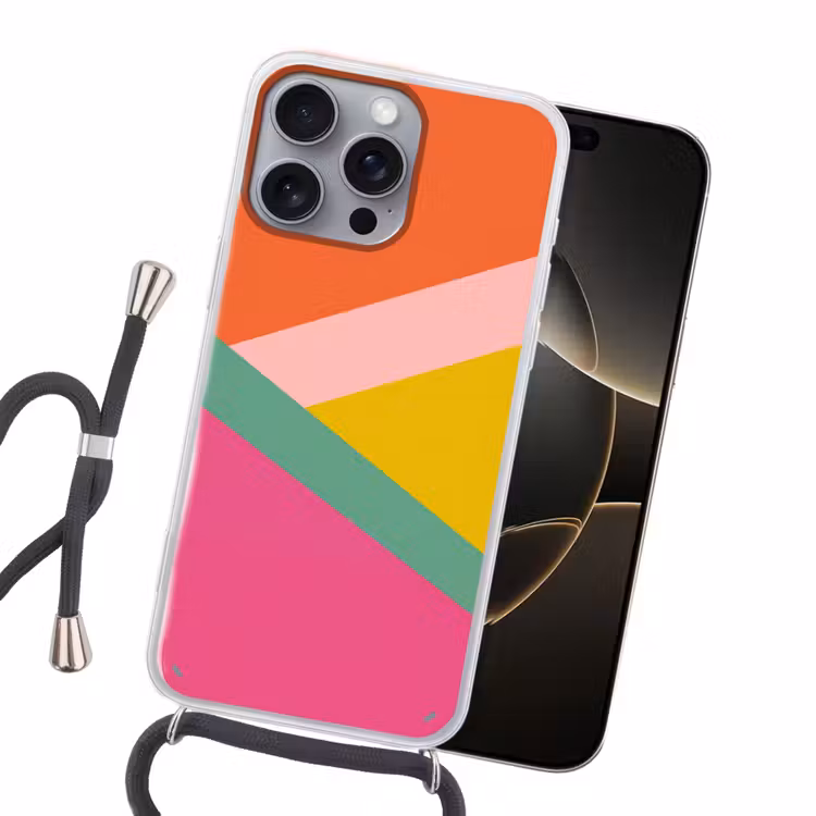 Driehoeken - Kleurrijk - Abstract Hoesje iPhone 16 Pro Max met koord klein -sfeer1