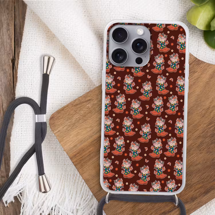 Donker - Cowboy - Laars - Patroon Hoesje iPhone 16 Pro Max met koord klein 804 -sfeer4
