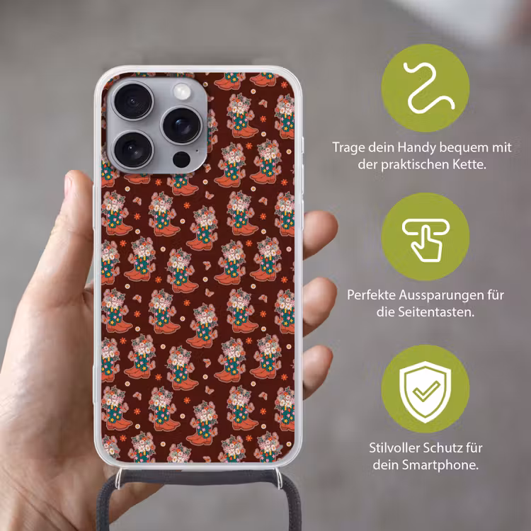 Donker - Cowboy - Laars - Patroon Hoesje iPhone 16 Pro Max met koord klein 804 -sfeer2_DE