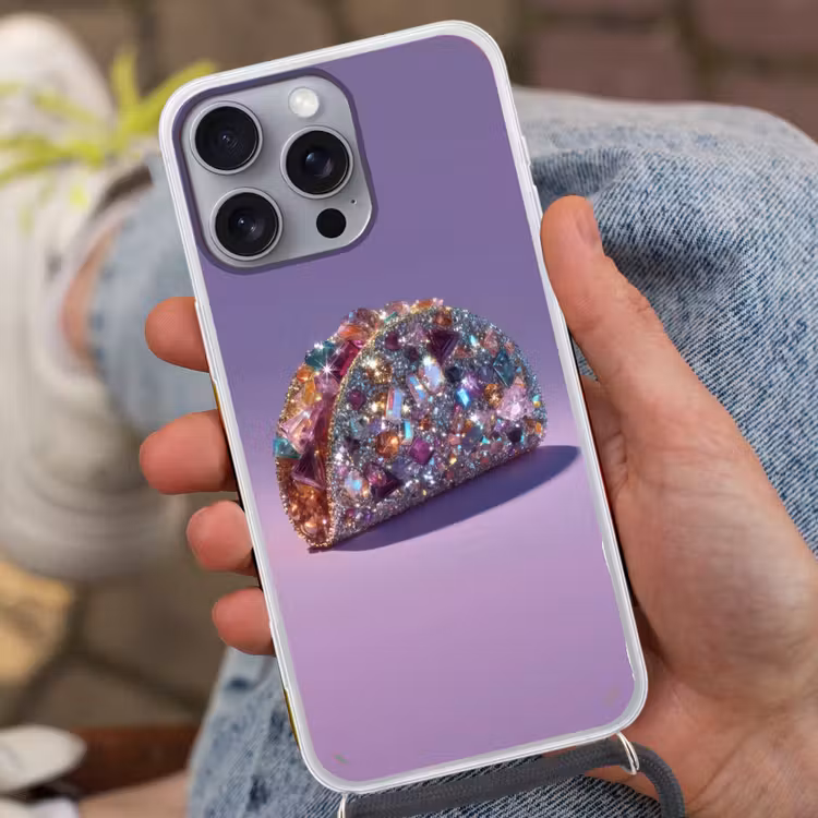 Edelstenen - Glitters - Paars - Kleurrijk Hoesje iPhone 16 Pro Max met koord klein -sfeer3