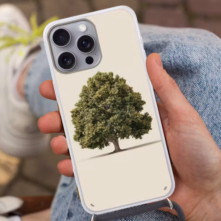 Eikenboom - Groen - Lichte achtergrond Hoesje iPhone 16 Pro Max met koord klein -sfeer3