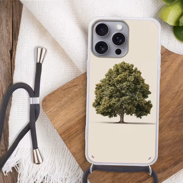 Eikenboom - Groen - Lichte achtergrond Hoesje iPhone 16 Pro Max met koord klein -sfeer4