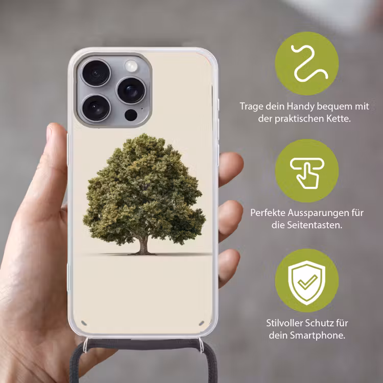 Eikenboom - Groen - Lichte achtergrond Hoesje iPhone 16 Pro Max met koord klein -sfeer2_DE
