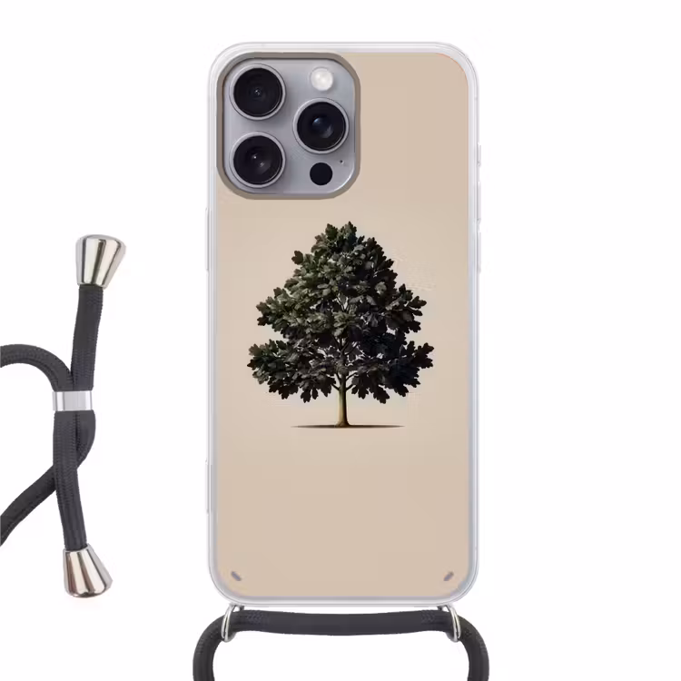 Eikenboom - Schaduw - Egaal Hoesje iPhone 16 Pro Max met koord klein -3d