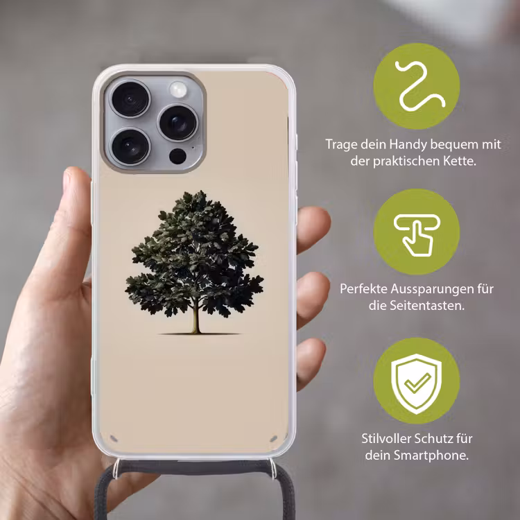 Eikenboom - Schaduw - Egaal Hoesje iPhone 16 Pro Max met koord klein -sfeer2_DE