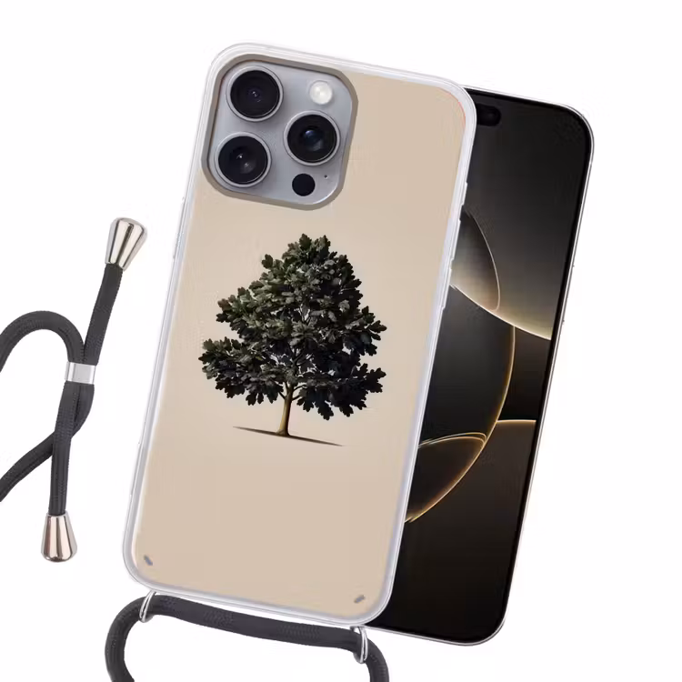 Eikenboom - Schaduw - Egaal Hoesje iPhone 16 Pro Max met koord klein -sfeer1