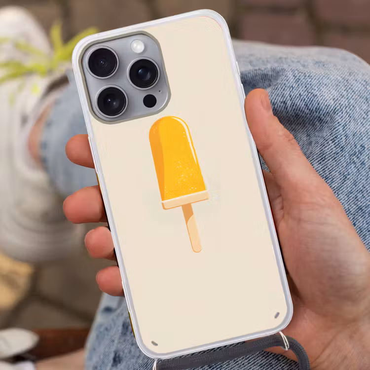 Oranje - Stokje - Waterijsje Hoesje iPhone 16 Pro Max met koord klein -sfeer3