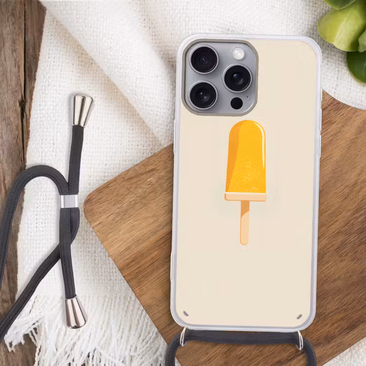 Oranje - Stokje - Waterijsje Hoesje iPhone 16 Pro Max met koord klein -sfeer4
