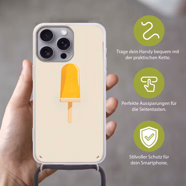 Oranje - Stokje - Waterijsje Hoesje iPhone 16 Pro Max met koord klein -sfeer2_DE