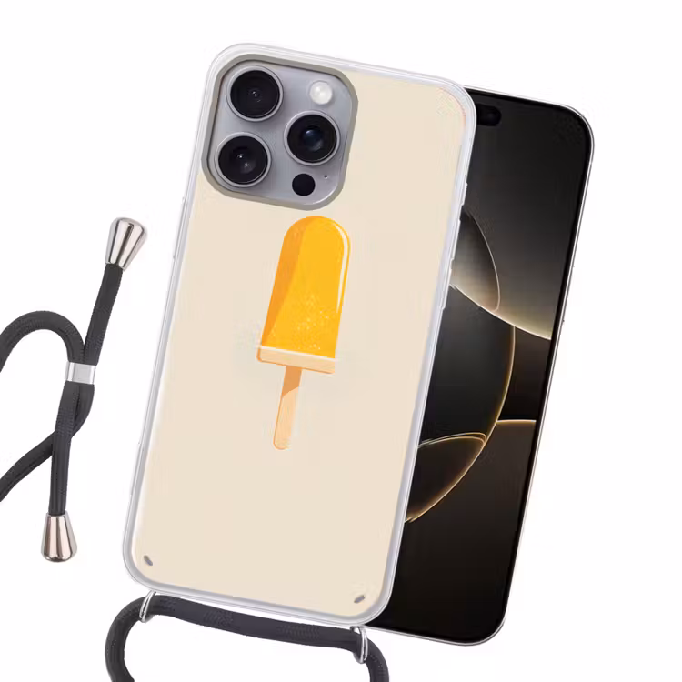 Oranje - Stokje - Waterijsje Hoesje iPhone 16 Pro Max met koord klein -sfeer1