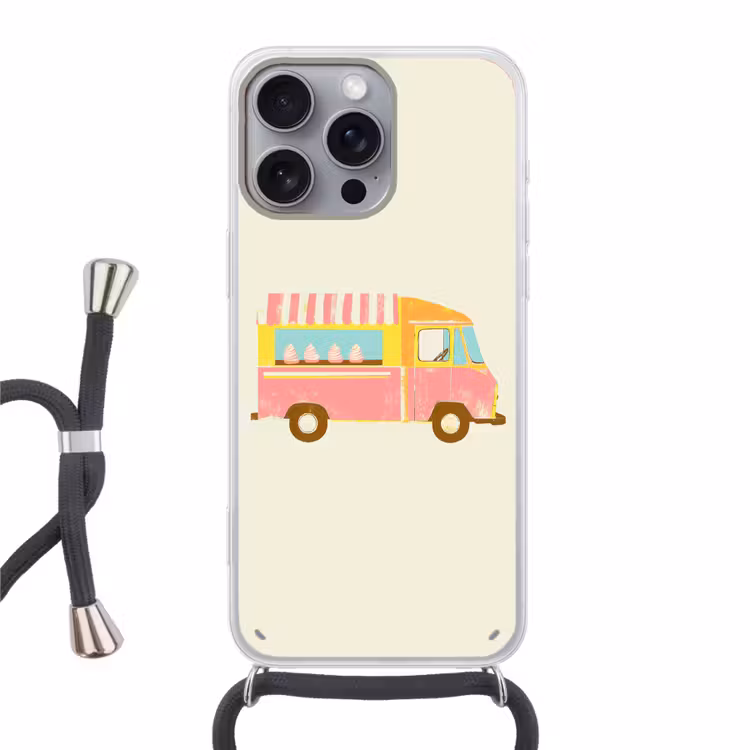 Ijskar - Retro - Softijsjes - Roze Hoesje iPhone 16 Pro Max met koord klein -3d