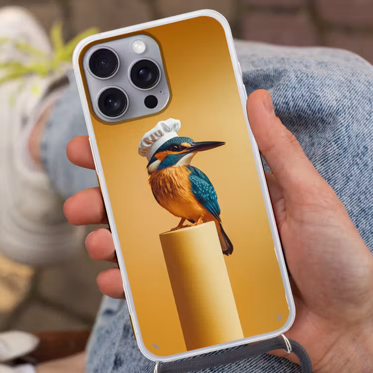 Ijsvogel - Pilaar - Koksmuts - Vogel Hoesje iPhone 16 Pro Max met koord klein -sfeer3