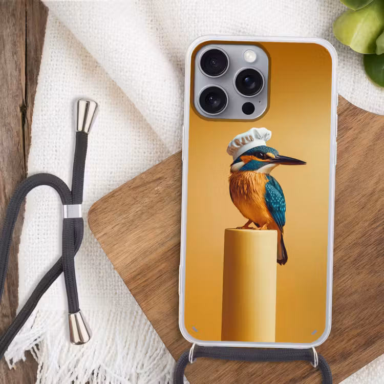 Ijsvogel - Pilaar - Koksmuts - Vogel Hoesje iPhone 16 Pro Max met koord klein -sfeer4