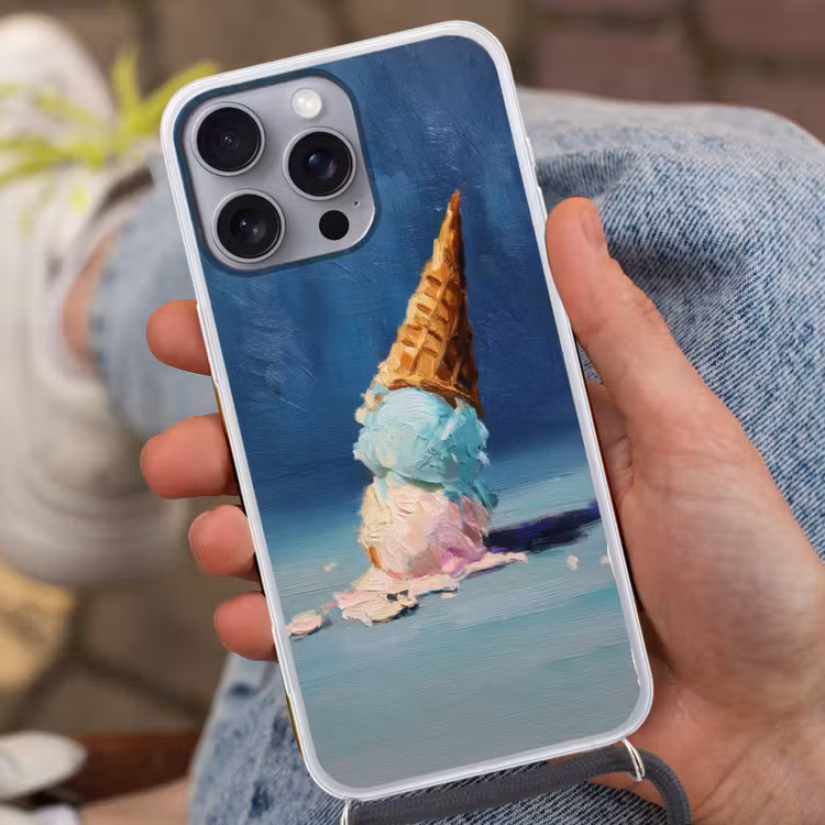 Ijshoorn - Bolletjes - Smelt - Roze Hoesje iPhone 16 Pro Max met koord klein -sfeer3