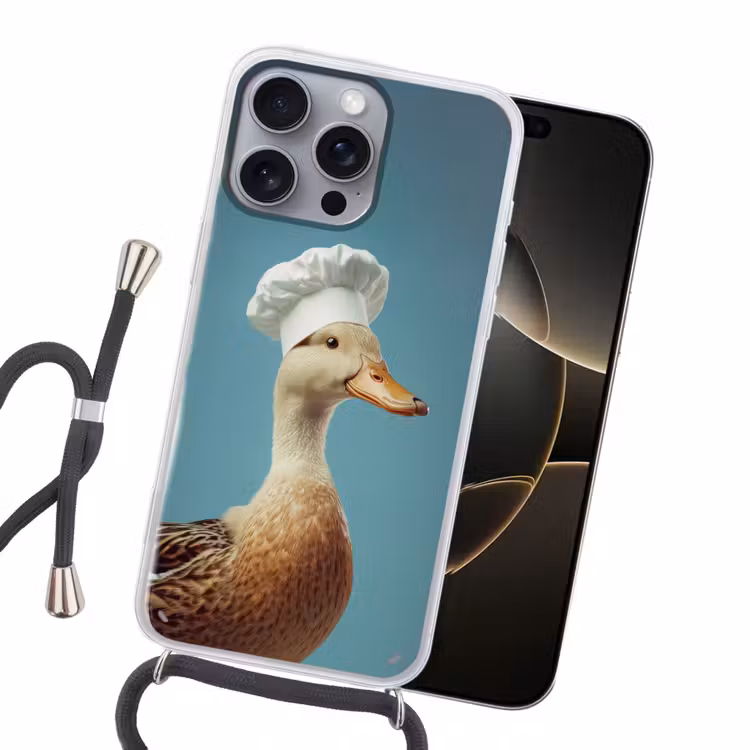 Eend - Koksmuts - Cute - Vogel Hoesje iPhone 16 Pro Max met koord klein -sfeer1