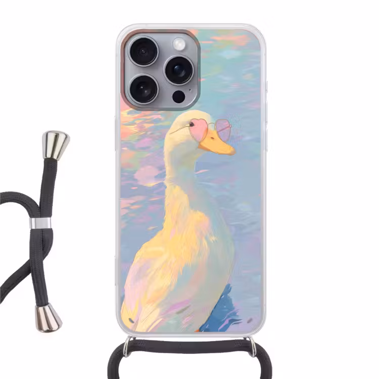 Eend - Zonnebril - Water Hoesje iPhone 16 Pro Max met koord klein -3d