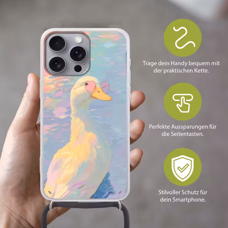 Eend - Zonnebril - Water Hoesje iPhone 16 Pro Max met koord klein -sfeer2_DE