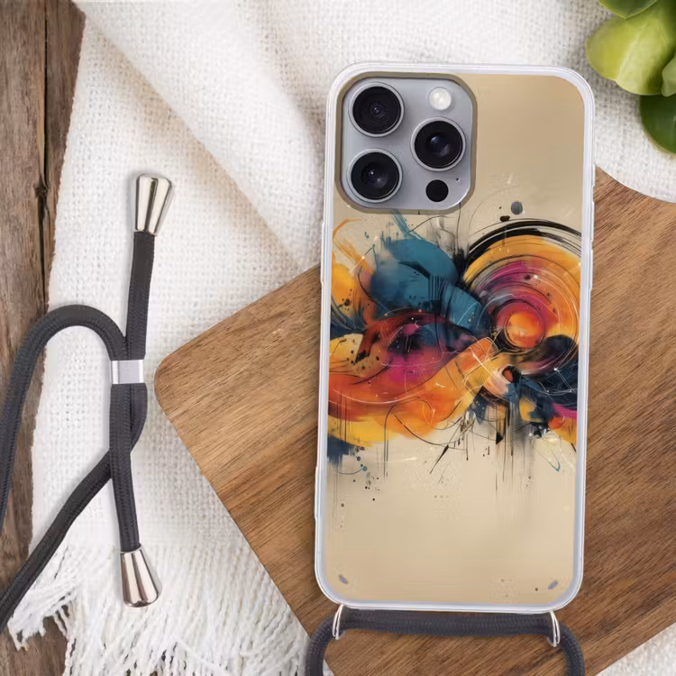 Explosie - Kleurrijk - Vormen - Abstract Hoesje iPhone 16 Pro Max met koord klein -sfeer4