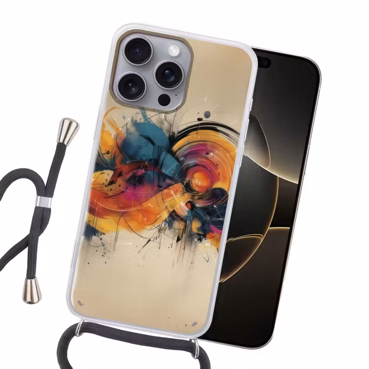Explosie - Kleurrijk - Vormen - Abstract Hoesje iPhone 16 Pro Max met koord klein -sfeer1