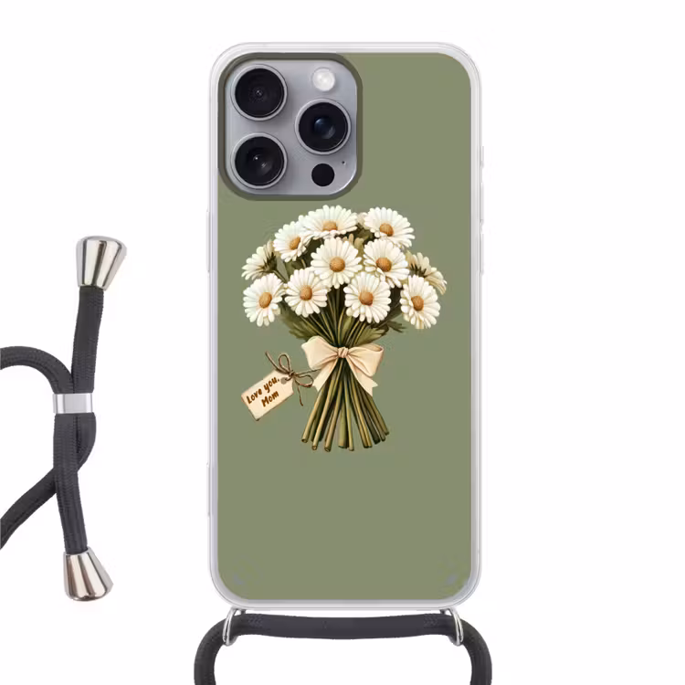 Lint - Boeket - Groen - Quote Hoesje iPhone 16 Pro Max met koord klein -3d