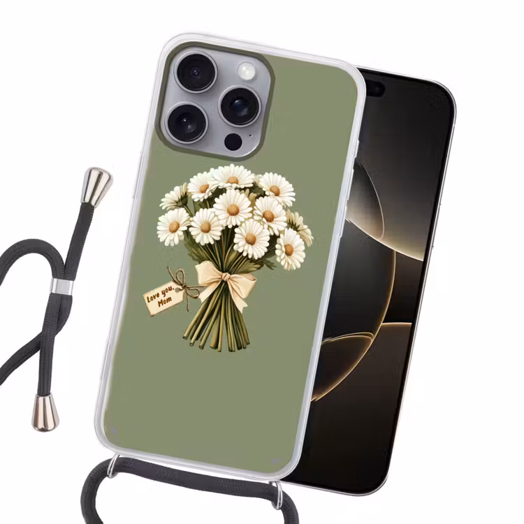 Lint - Boeket - Groen - Quote Hoesje iPhone 16 Pro Max met koord klein -sfeer1