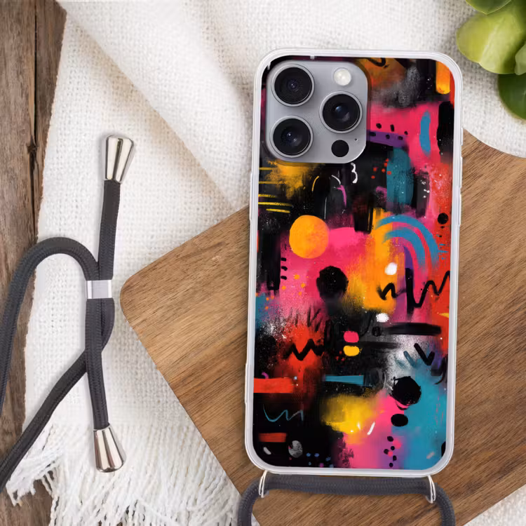 Kleurvlakken - Vormen - Kleurrijk - Abstract Hoesje iPhone 16 Pro Max met koord klein -sfeer4