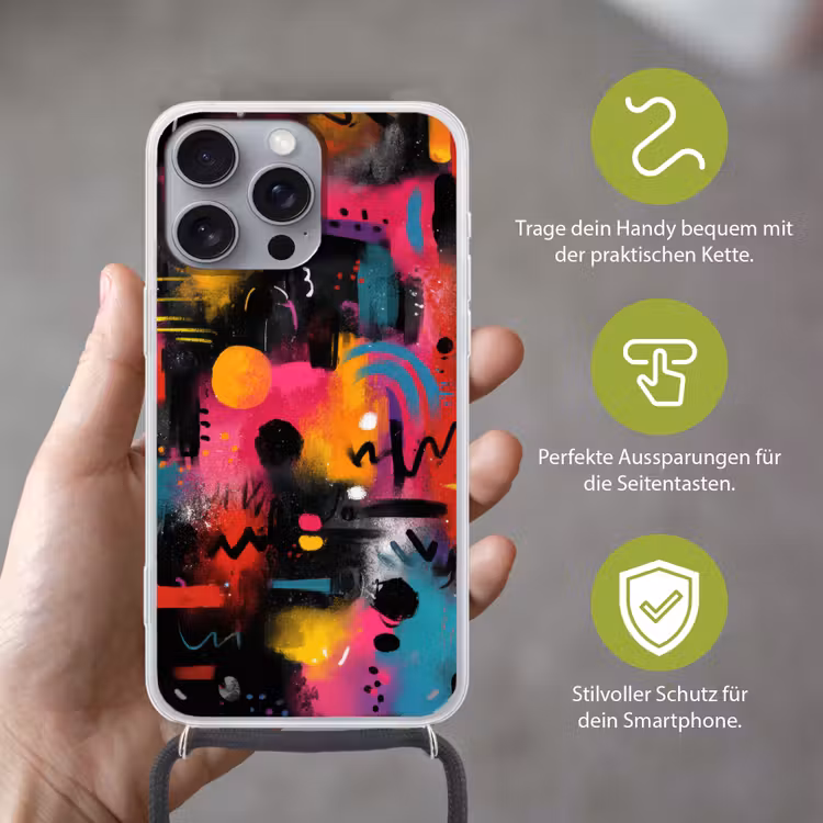 Kleurvlakken - Vormen - Kleurrijk - Abstract Hoesje iPhone 16 Pro Max met koord klein -sfeer2_DE
